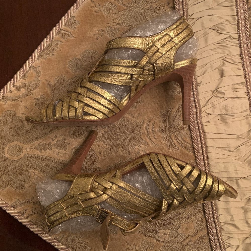 Tory Burch Gold Strappy Heels